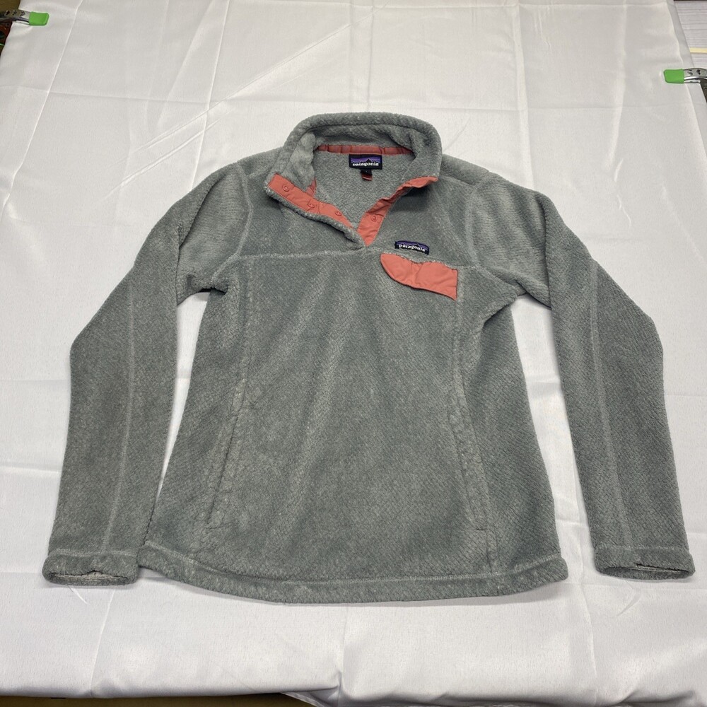Patagonia Re-Tool Snap-T Fleece Pullover Gray Peach Women's Medium